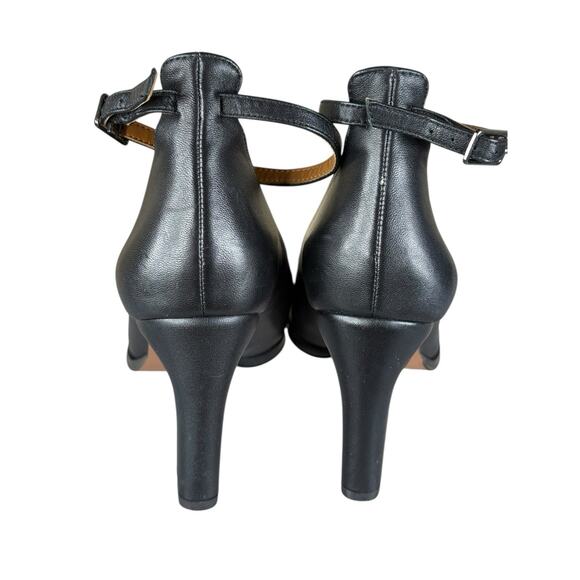 Franco Sarto Adeja Black Leather Ankle Strap Pointed Toe Heels Size 8.5M - Picture 9 of 11